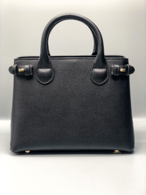 Burberry Medium Banner Bag In Leather And Housecheck Black